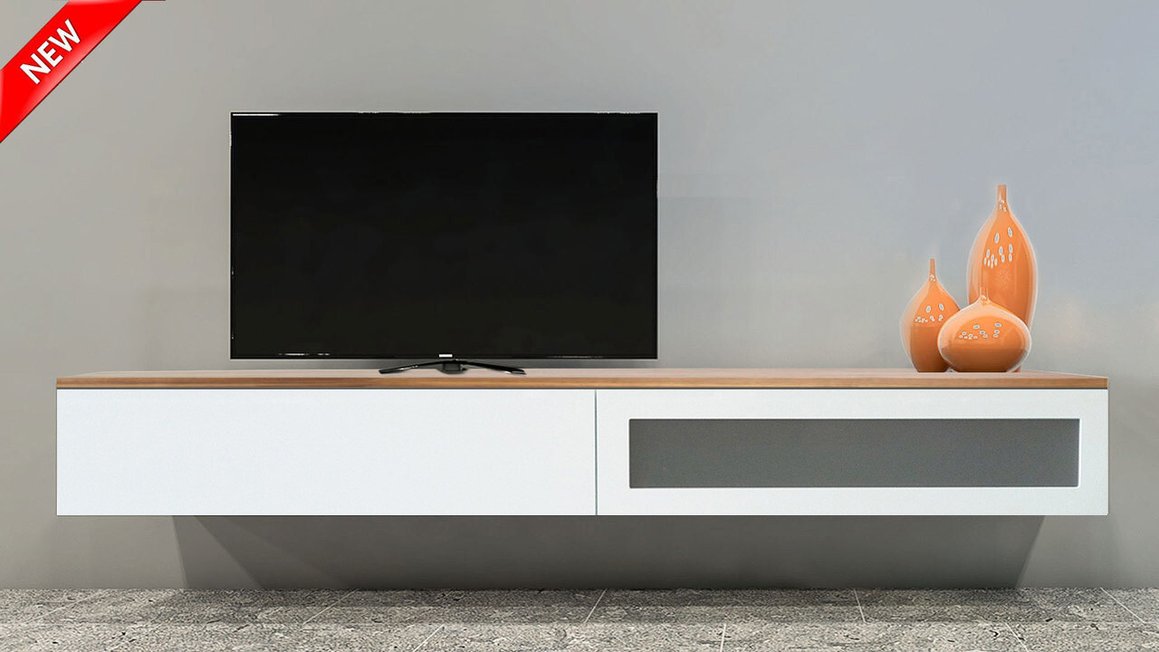 London Floating Wood Top TV Wall Unit London Floating Wood Top TV Wall Unit